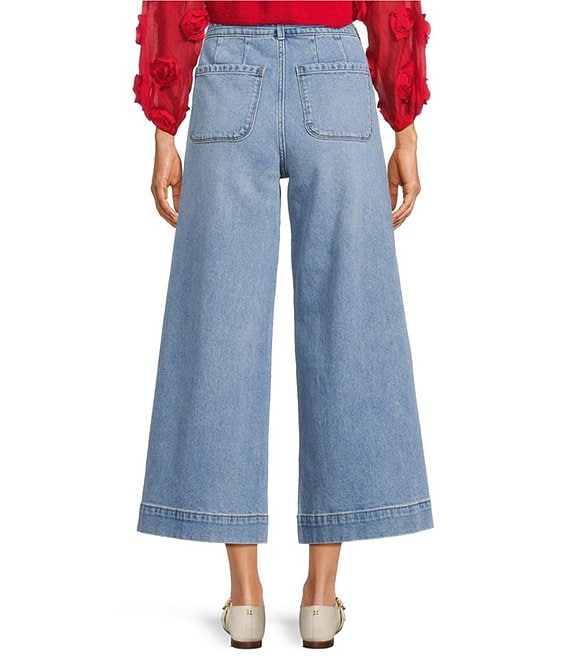 Code Bleu Stretch Denim High Rise Wide Leg Cropped Jeans | Dillard's