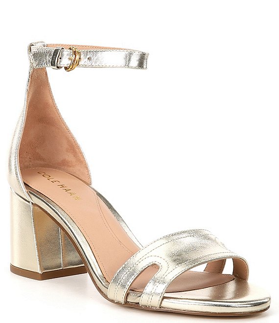 Cole Haan Adelaine Metallic Leather Ankle Strap Dress Sandals | Dillard's