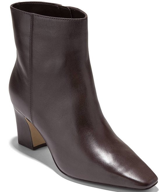 Cole Haan Blanche Snip Toe Block Heel Leather Booties