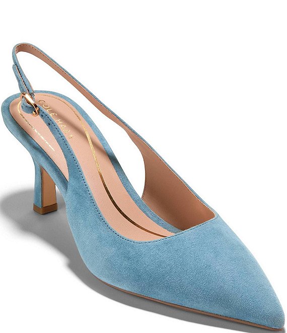 Cole Haan Hansell Suede Slingback Stack Heel Pumps