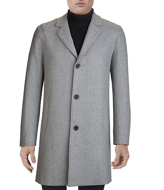 Cole Haan Melton Wool Overcoat Black Long Coats