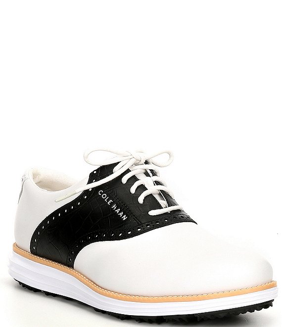 Color:White/Black/White - Image 1 - Men's ØriginalGrand Saddle Waterproof Golf Shoes