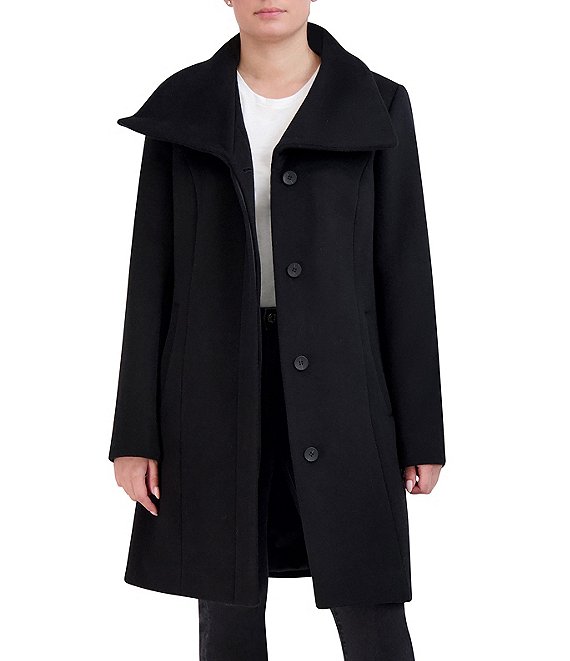 Cole Haan Women's Overcoat Snap Wool Blend Car Coat outlet Long Sleeve Black Size 8