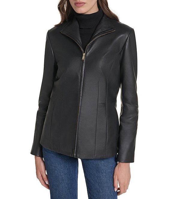 Cole Haan Single Breasted Wing Collar Long Sleeve Functional
