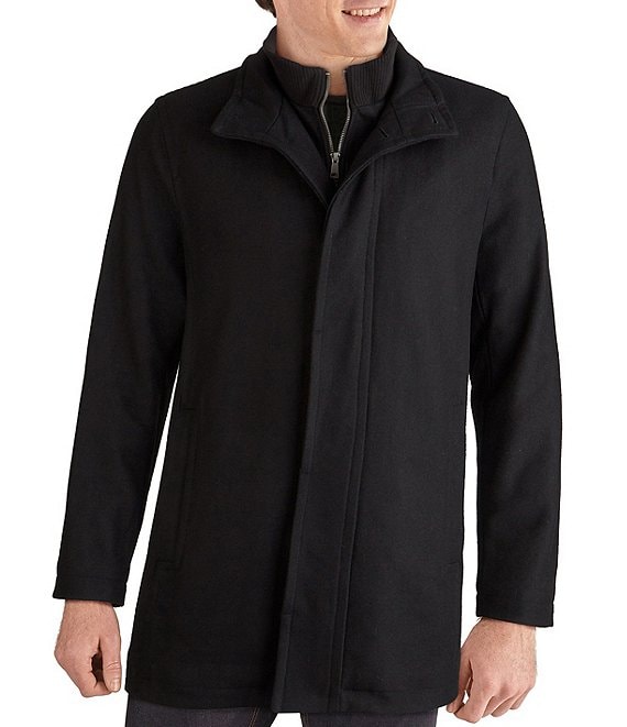 Cole Haan Stand-Collar Attached-Bib Wool Car Coat | Dillard's
