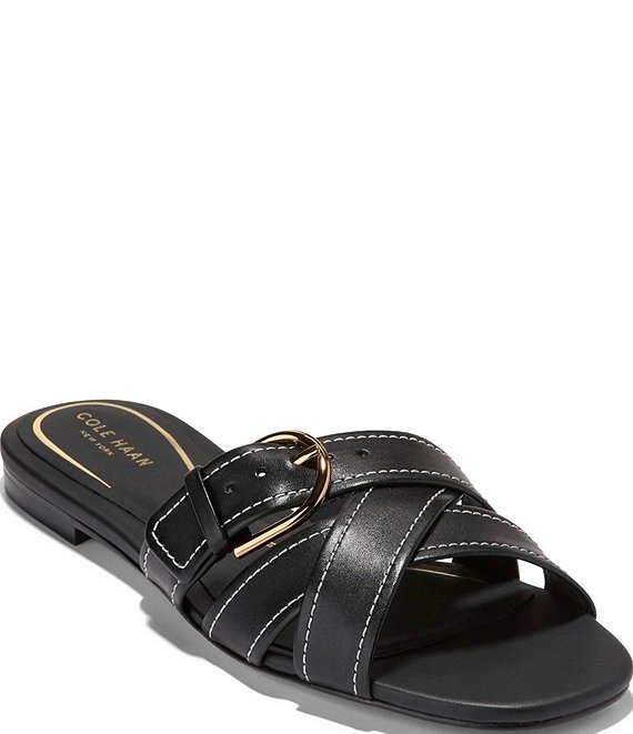 Cole Haan Velma Leather Buckle Slides