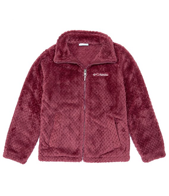 Color:Marionberry Diamond Pattern - Image 1 - Big Girls 7-16 Fluffy Fleece Zip-Up Jacket
