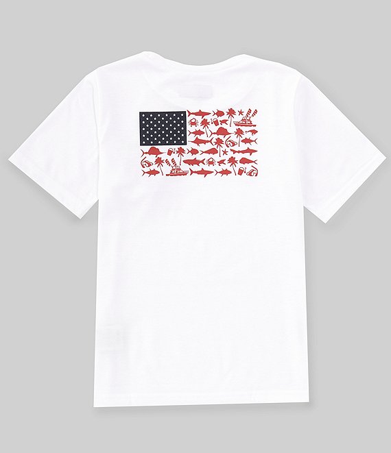 Columbia LittleBig Boys 4-18 Short Sleeve PFG Fish Flag Graphic T-Shirt - L