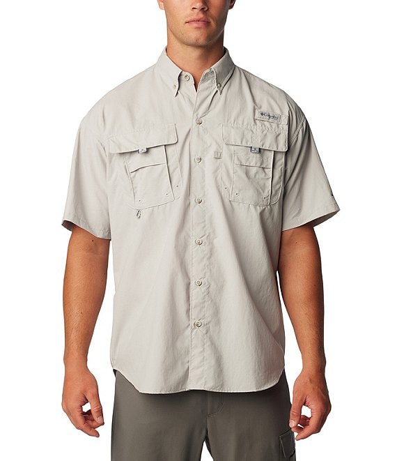Columbia PFG Bahama II Relaxed Fit Solid Short Sleeve Woven Shirt ...