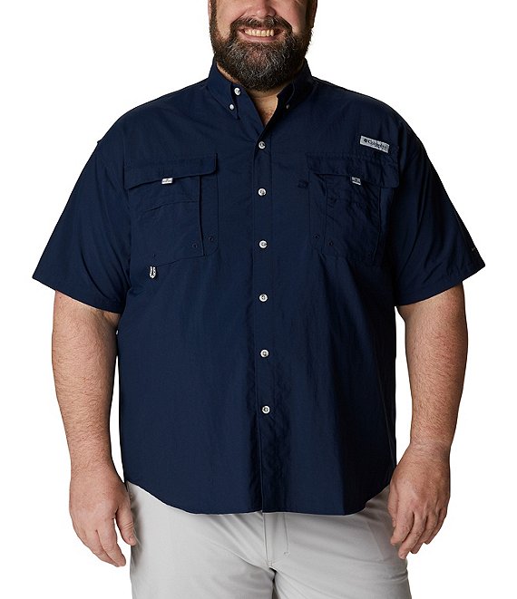 Columbia PFG Big & Tall Bahama II Solid Short-Sleeve Woven Shirt ...