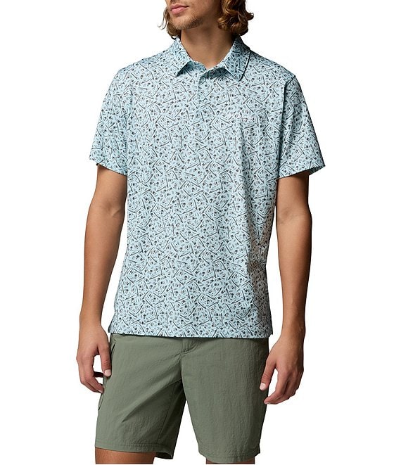 Columbia PFG Super Slacktide II Stretch Fish Print Short Sleeve Polo Shirt