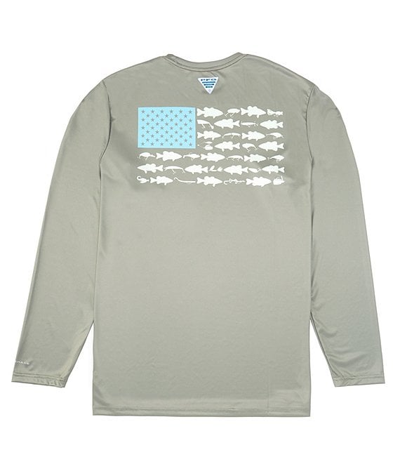 Columbia Boys' PFG Terminal Tackle Fish Flag Long Sleeve Tee - White