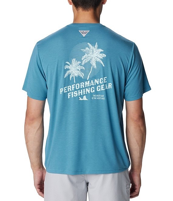 Columbia Men's PFG Uncharted Short Sleeve Tech T-Shirt Canyon Blue Easy / XXL