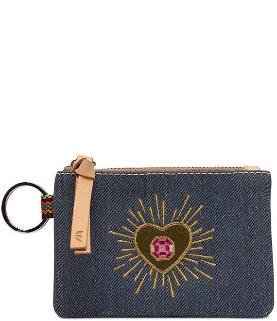 Consuela Arlo Embroidered Gem Denim Pouch