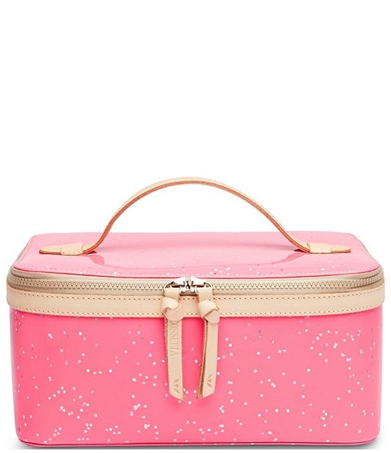 Consuela Shine Neon Pink Patent Star Glitter Large Train Case