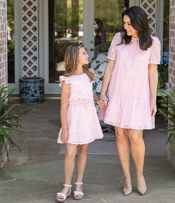 Color:Pink - Image 1 - X Kimberly Whitman Big Girls 7-16 Family Matching Flutter Sleeve Butterfly Applique Dress