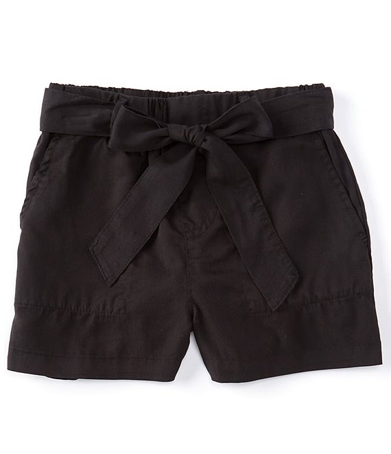 Color:Black - Image 1 - Big Girls 7-16 High Rise Belted Tie-Front Shorts