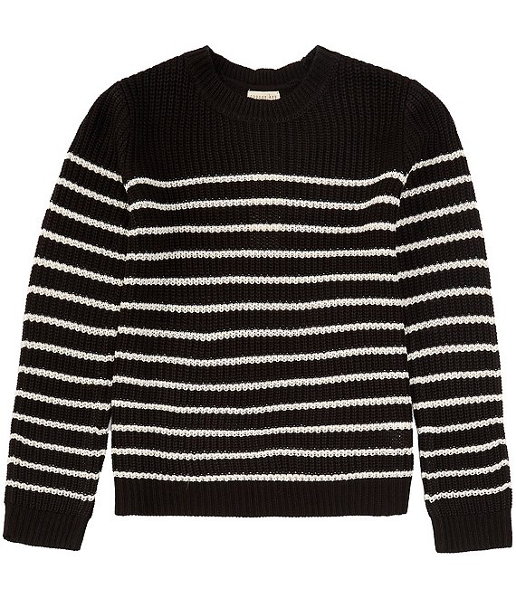 Color:Black/Ivory - Image 1 - Big Girls 7-16 Striped Sweater