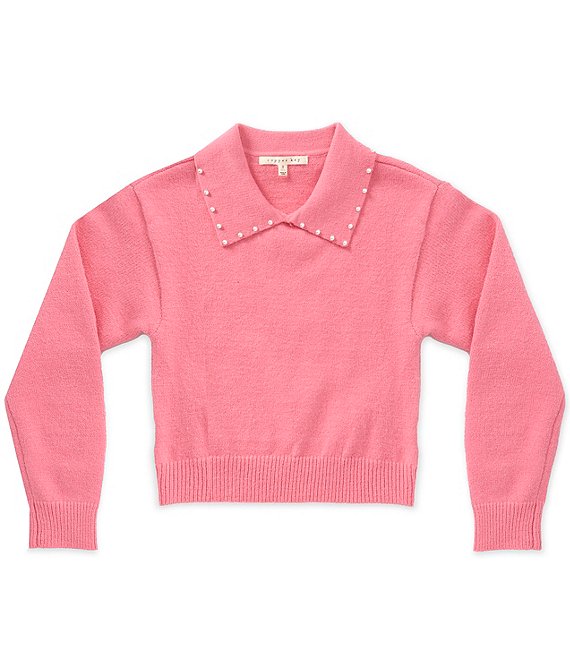 Copper Key Big Girls Pearl Collar Sweater
