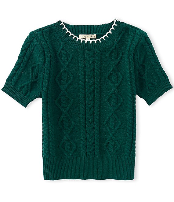 Copper Key Big Girls Whipstitch Puff Short Sleeve Sweater | Dillard's