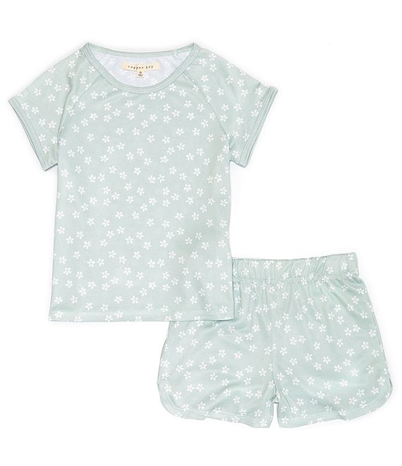 Copper Key Big/Little Girls 2T-12 Short Sleeve Floral Print Top & Matching Shorts 2-Piece Pajama Set