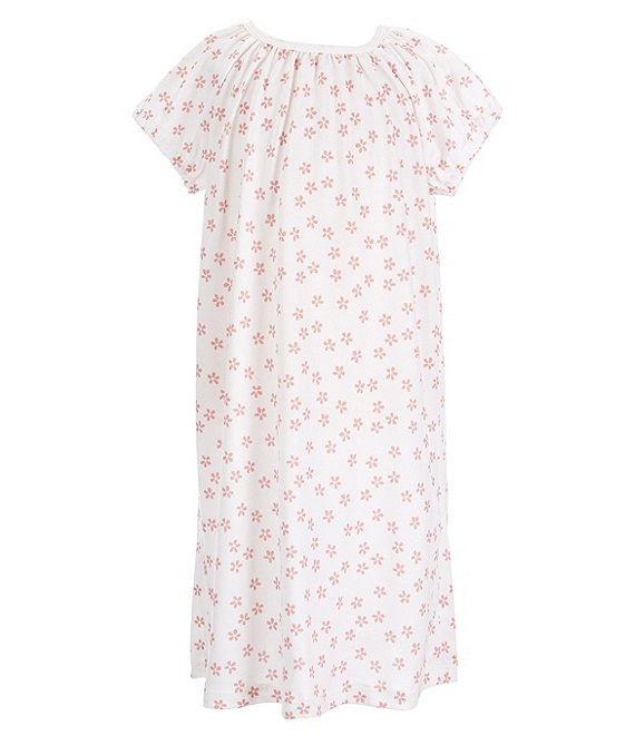 Color:Natural - Image 1 - Big/Little Girls 2T-12 Short Sleeve Floral Printed Nightgown