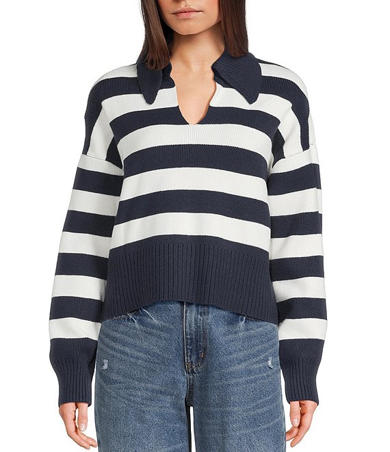 Copper Key Collared Stripe Sweater | Dillard's