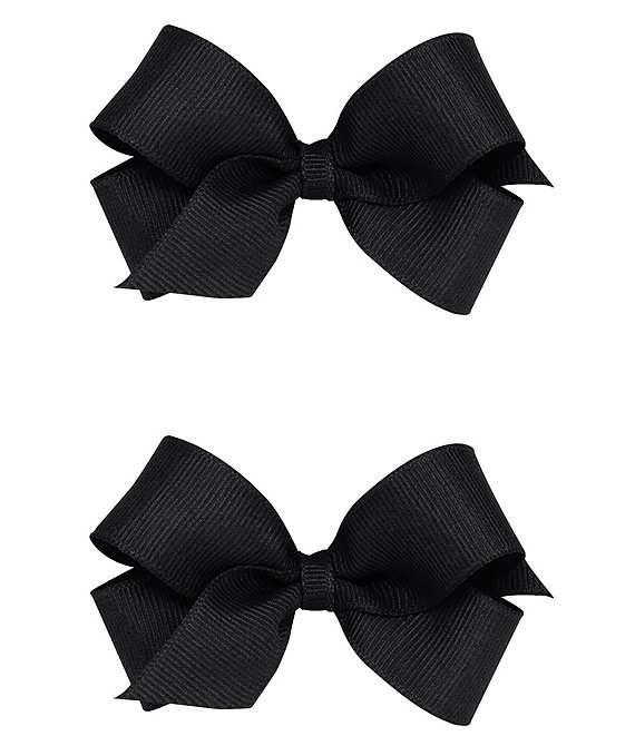 Color:Black - Image 1 - Girls 2-Pack Mini Grosgrain Hair Bows