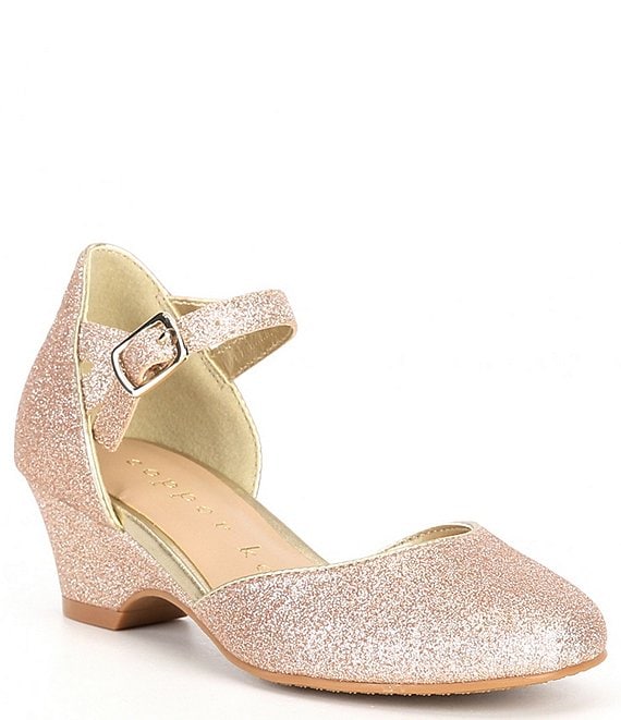 Color:Rose Gold - Image 1 - Girls' Fancee Glitter Covered Wedge Heels (Toddler)