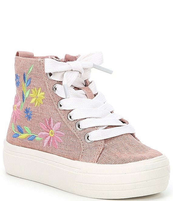 Color:Blush - Image 1 - Girls' Floraa Flower Embroidered High-Top Sneakers (Infant)