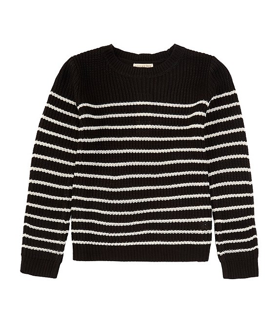 Color:Black/Ivory - Image 1 - Little Girl 2T-6X Striped Sweater