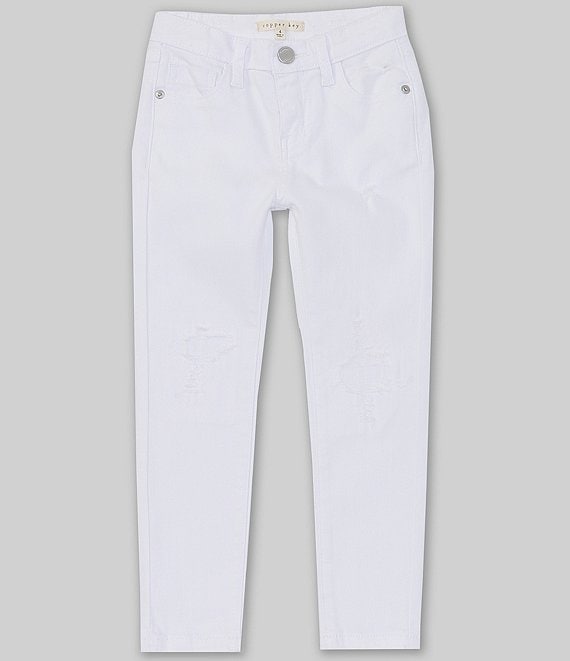 Color:White - Image 1 - Little Girls 2T-6X Rip and Repair Denim Jeans