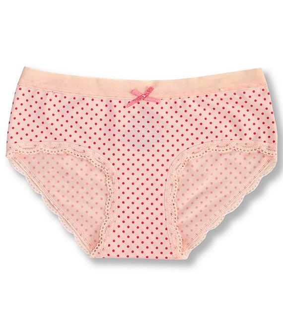 Color:Pink - Image 1 - Little/Big Girls 6-16 Seamless Lace Trimmed Dot Panty