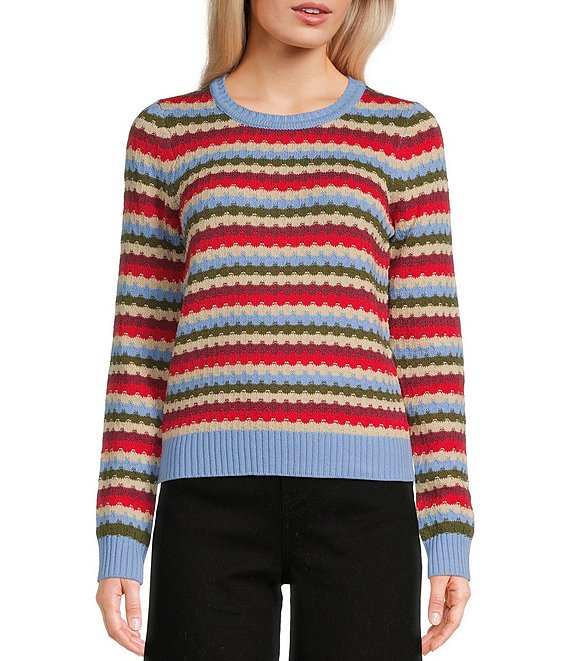 Copper Key Multi Color Stripe Sweater, Red Multi - Image 1