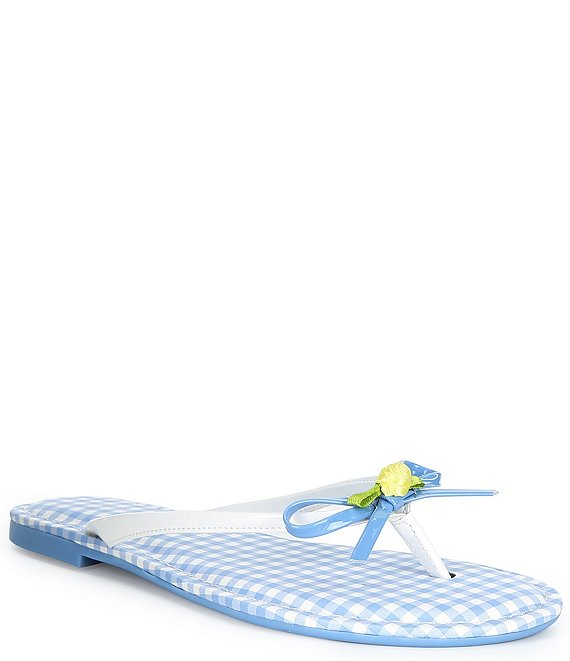Copper Key Sandy Bow Gingham Flip Flops