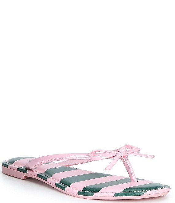 Copper Key Sandy Bow Striped Flip Flops
