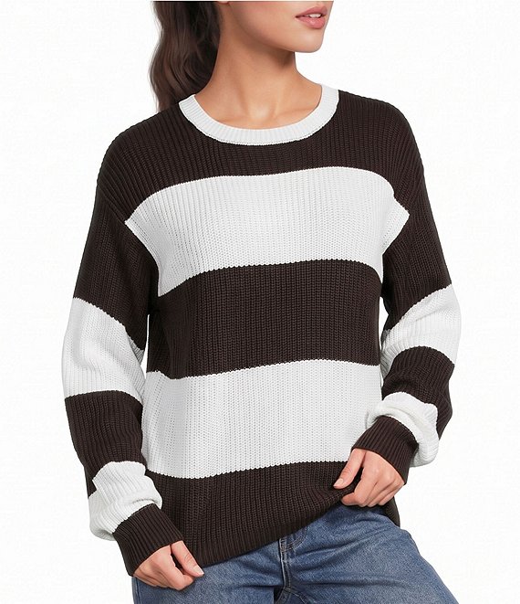 Copper Key Striped Shaker Stitch Sweater