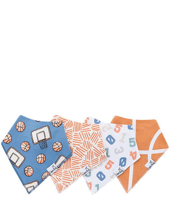 Copper Pearl Baby Boys Dunk Basketball Print Bandana Bibs 4-Pack