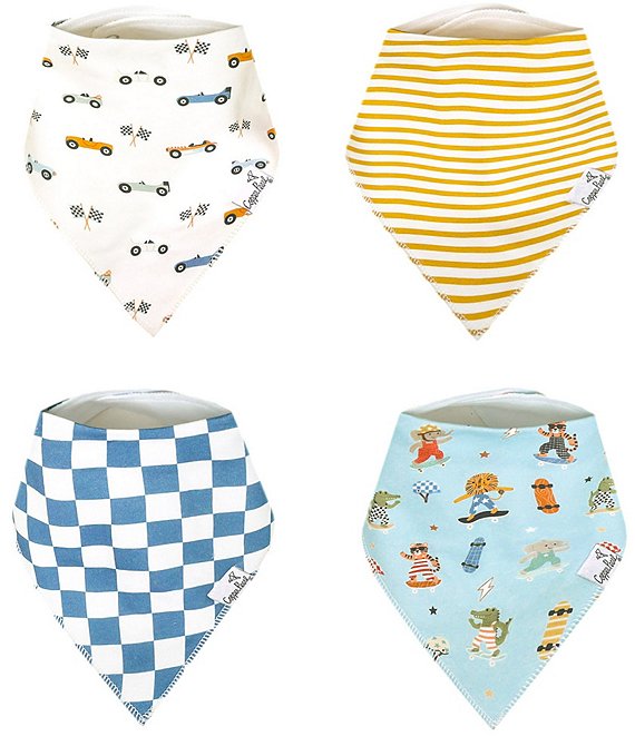 Copper Pearl Baby Boys Speedster Bib 4-Piece Set