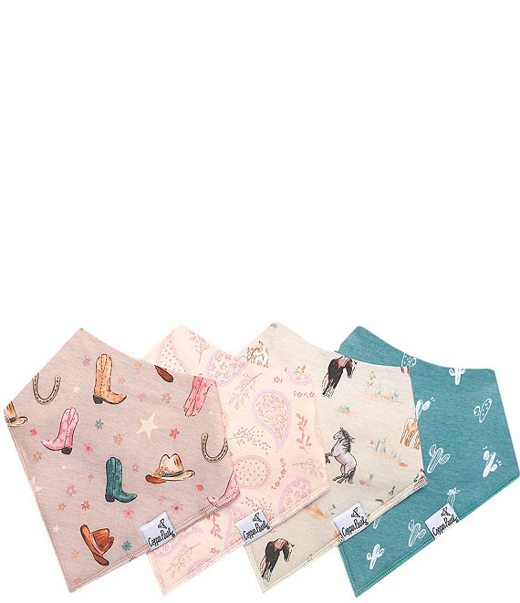 Copper Pearl Baby Girls Cheyenne Western Print Bandana Bibs 4-Pack