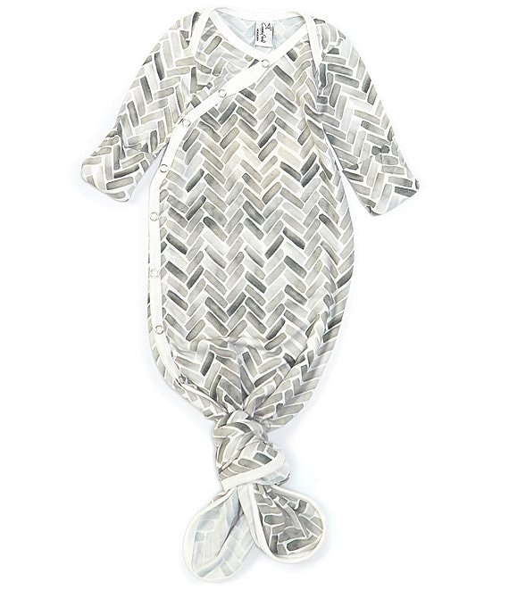 Copper Pearl Baby Newborn-6 Months Long-Sleeve Alta Herringbone Print Knotted Gown