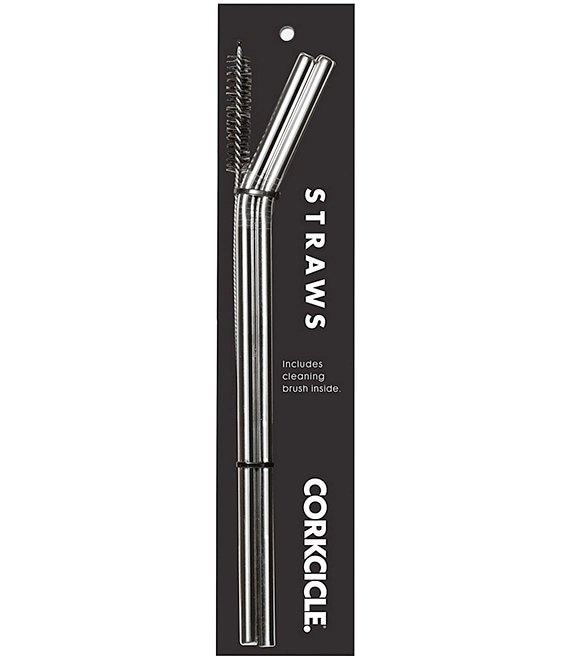 Corkcicle Stainless Steel Angled Straws, 2-Pack