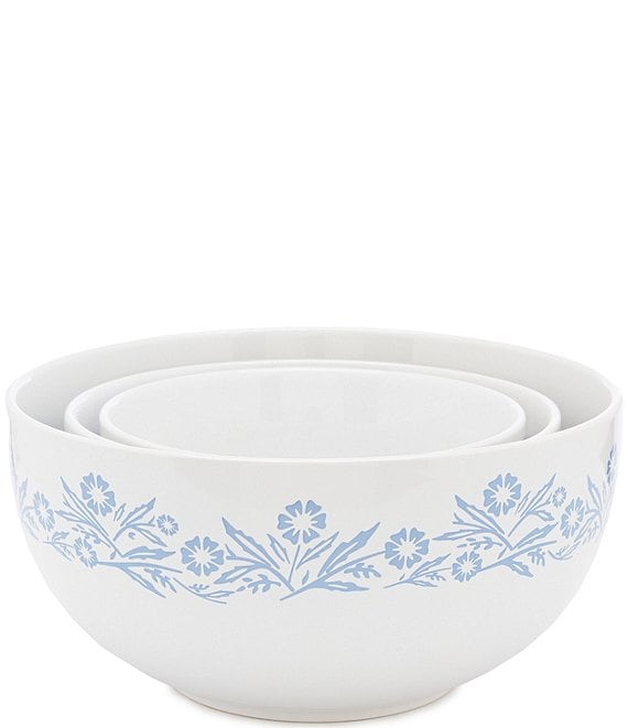 Color:White - Image 1 - 60th Anniversary Cornflower 3-Piece Mixing Bowl Set
