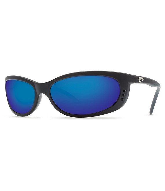 Color:Matte Black Blue Mirror - Image 1 - Fathom Polarized Wrap Sunglasses