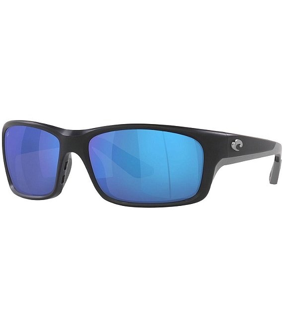 Color:Matte Black/Blue - Image 1 - Men's Mirrored 580G Polarized Rectangle Sunglasses