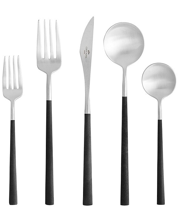Costa Nova Mito Collection 5-Piece Place Setting Stainless Steel Flatware Set, Black - Image 1