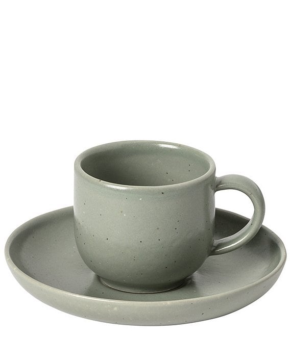 Costa Nova Pacifica Collection Coffee Cup and Saucers, Set of 6, Artichoke - Image 1