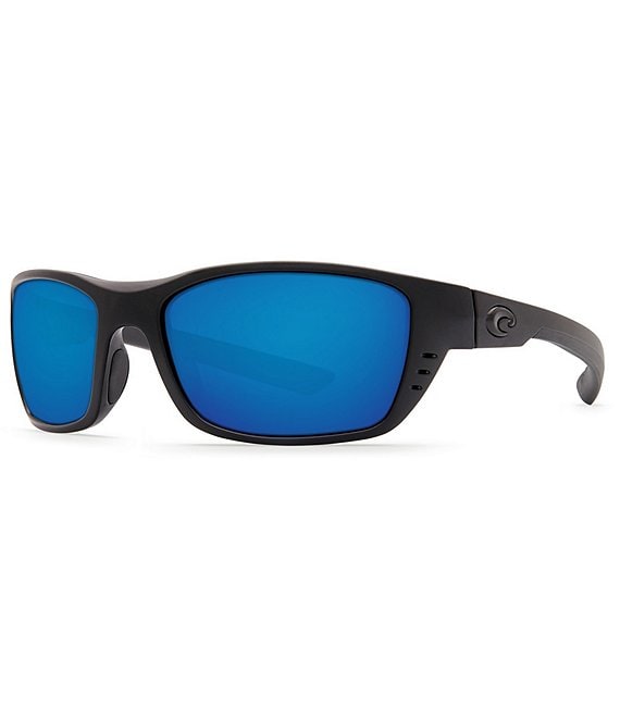Color:Black Blue Mirror - Image 1 - Whitetip Polarized Wrap Sunglasses