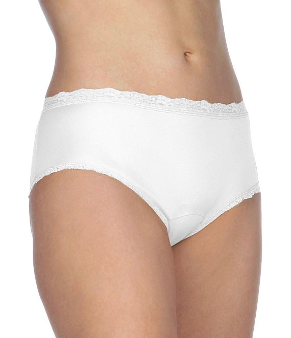 Color:White - Image 1 - Nylon Lace-Trim Hipster Panty