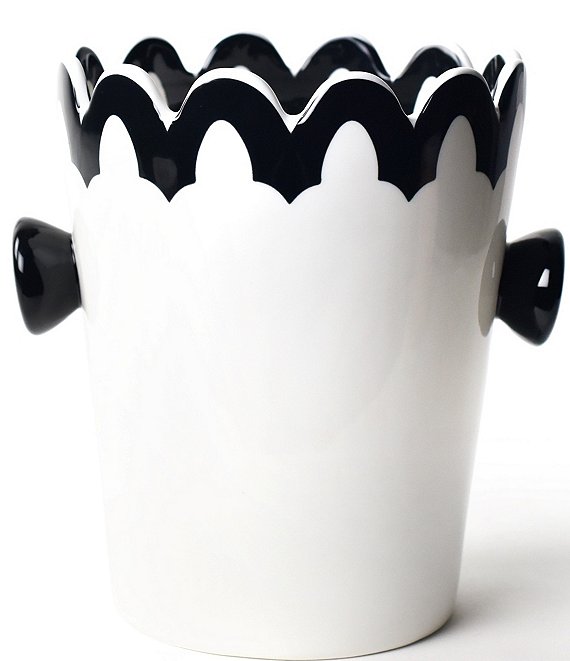Coton Colors Black Arabesque Scallop Ice Bucket, Black/White - Image 1